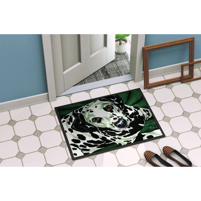Tapis de porte d’extérieur anti-dérapant émeraude beauté dalmatien, Rectangle 1 pi 6 po x 2 pi 3 po