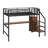 Full Size Metal Loft Bed With Desk And LED Light-1674471790