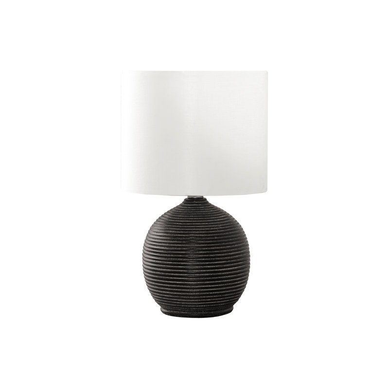 Lighting, 16"h, Black Resin, Ivory / Cream Shade, Contemporary