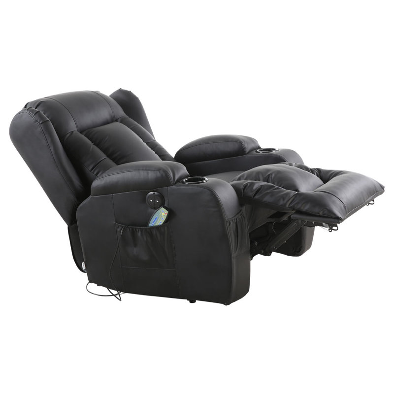 Manual Swivel Rocking Recliner with Heat and Massage, Black