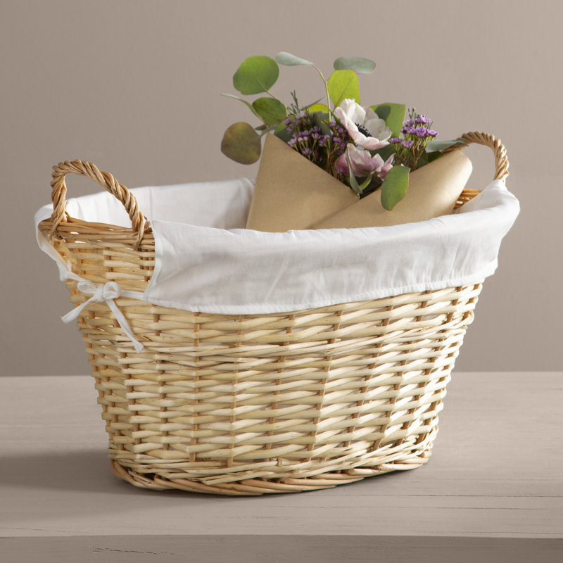 Wicker Laundry Basket with Handles, Handwoven Willow, and Removable Washable Liner, Natural