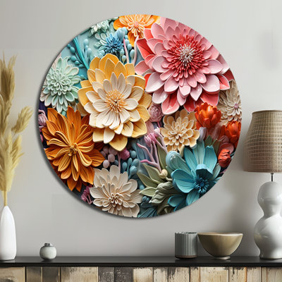 Corail coloré, collage II - animaux, art rond en métal