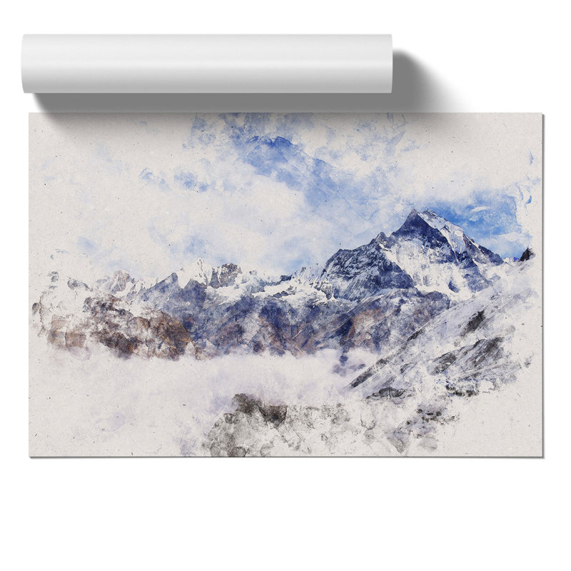 Mountain View Watercolour - Frameless Print, 21cm H x 30cm W x 0.1cm D