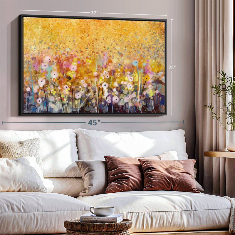 Abstrait «Soft Color Abstract Flowers Canvas Print», H 25 po x l 37 po
