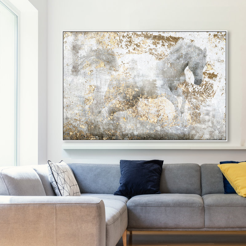 «Animals Courir», reproduction d'art graphique, Cadre blanc, L 54 po x H 36 po