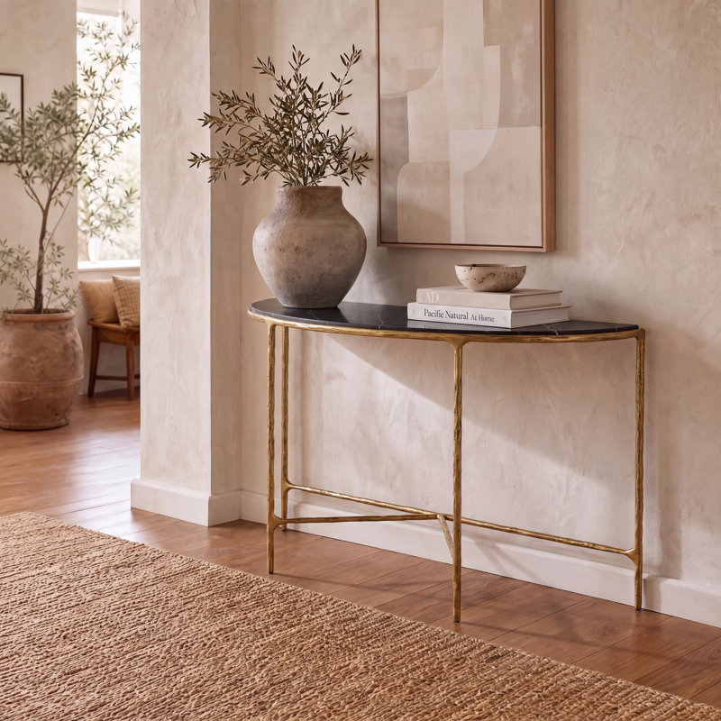 Evelynn 36'' Console Table, Brass, Black