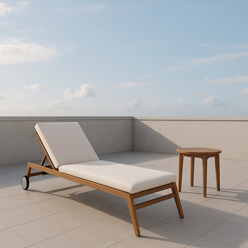 Maui 79" Long Reclining Single Chaise with Cushions, Cream