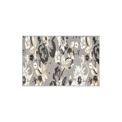 Floral Indoor / Outdoor Area Rug Gray