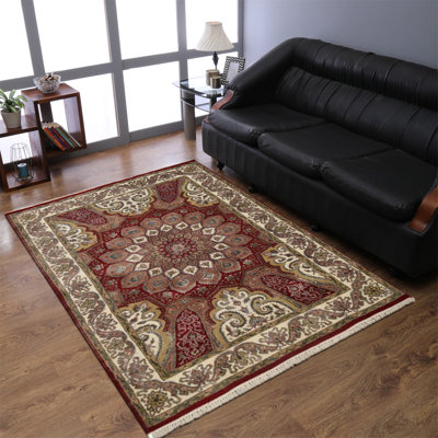 Tapis rectangulaire en laine noué à la main Shephard Isfahan