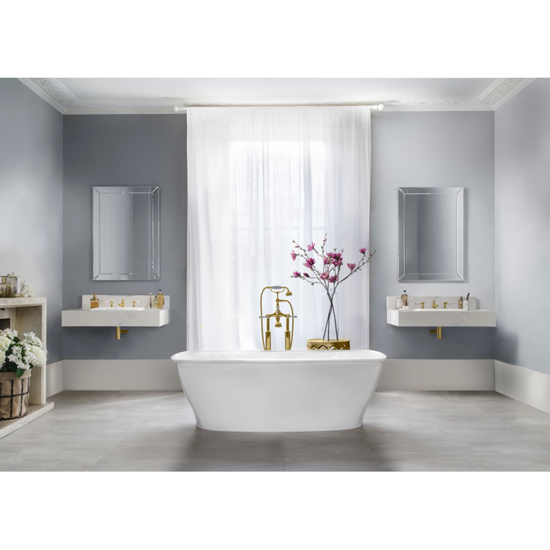 Pembroke 69.5" x 31.38" Freestanding Soaking Bathtub in Volcanic Limestone with No Overflow Hole