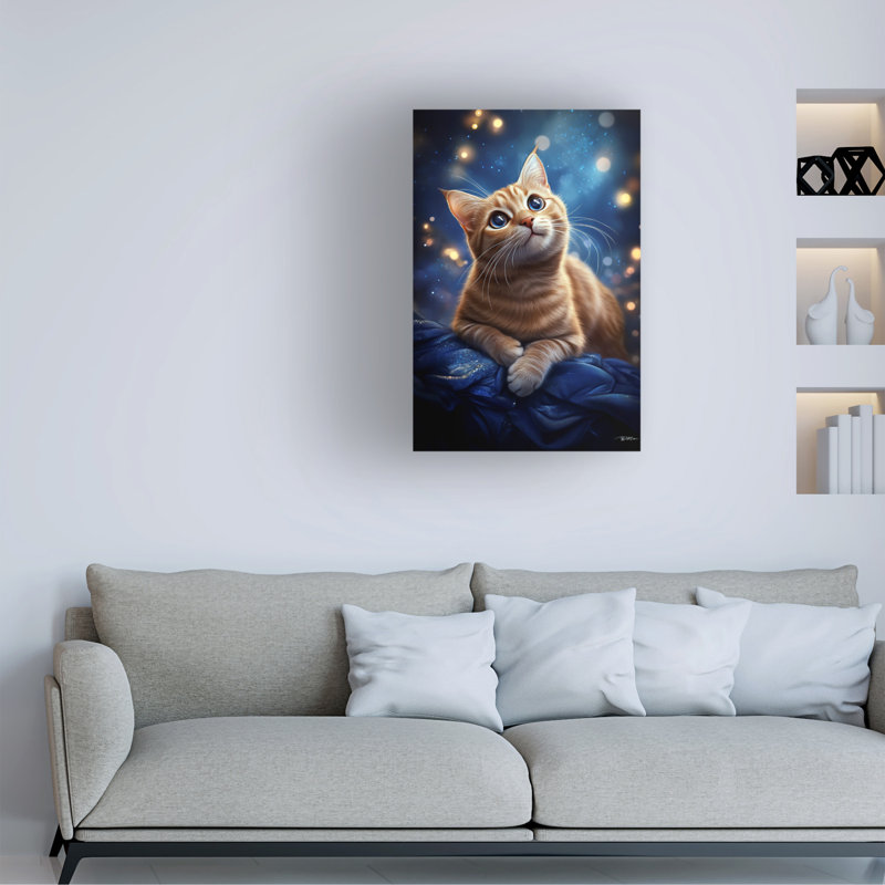 Œuvre sur toile, le chat roux Momart, H 24 po x l 16 po