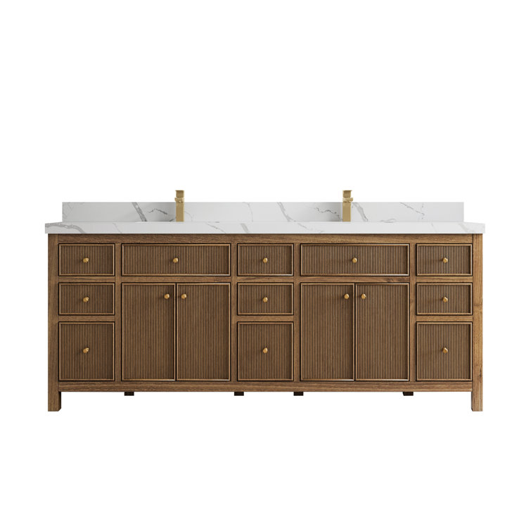 Willow Collections 84'' Double Bathroom Vanity with Quartz Top | Wayfair