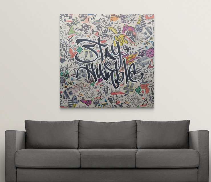 « stay modeste-inspiration urban inspiration », H 35 po x l 35 po x P 1,5 po, Toile