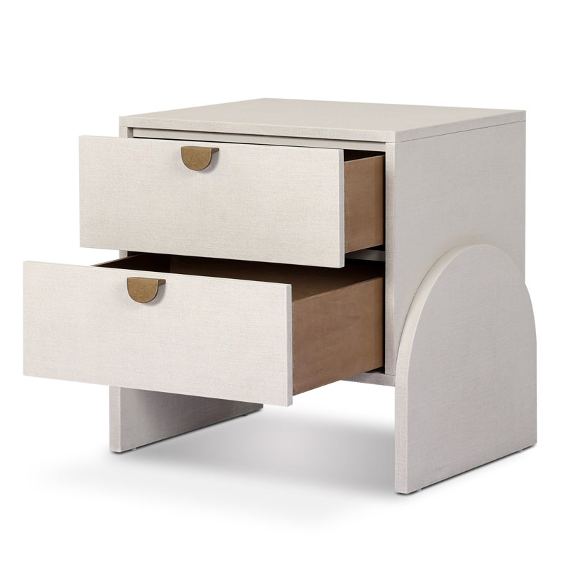 Cressida Nightstand-Ivory Painted Linen, Ivory Painted Linen