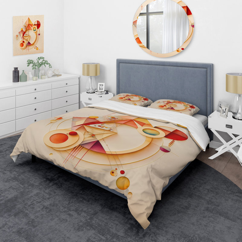 Ensemble de housse de couette orange et jaune à motif géométrique abstrait II