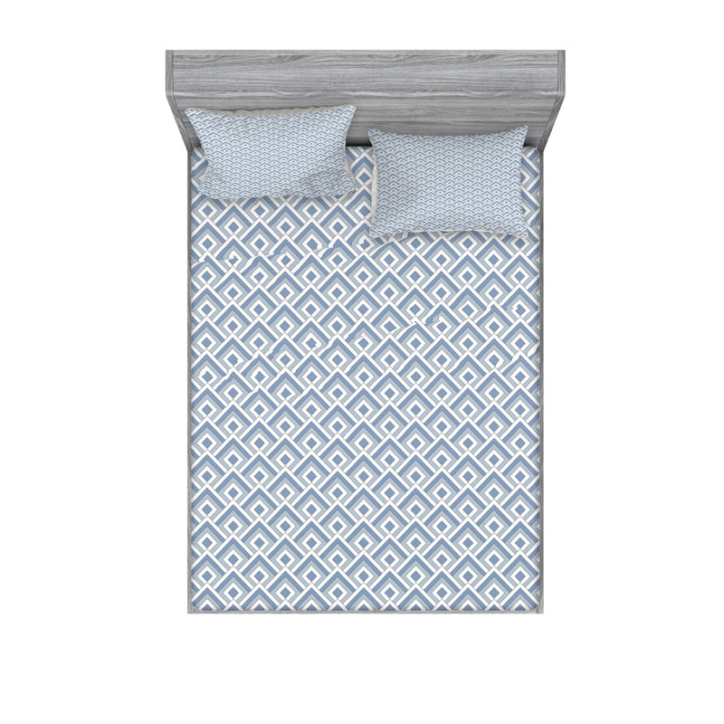 Ensemble de draps géométriques imbriqués Diagonal, Ensemble de draps pour lit double avec un drap-hou