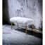 Banc à coussin de siège épais de 5 po Adriale avec fausse fourrure blanche et base en métal doré sans rangement
