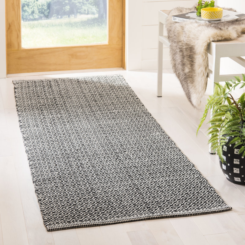 Bester Hand Woven Cotton Geometric Rug, Runner 2'3" x 7'