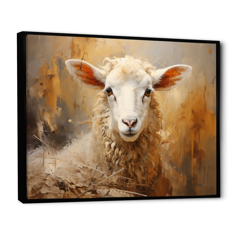 Texture de mouton beige II sur toile, H 24 po x l 32 po x P 1 po, Cadre flottant noir