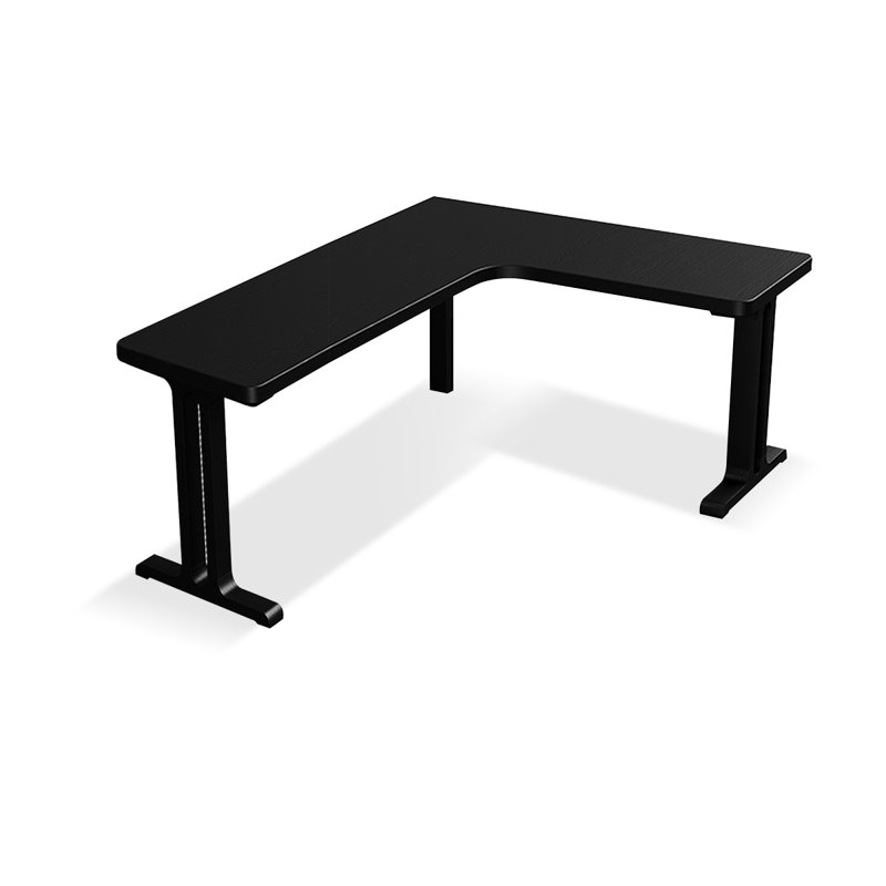 Black L-Shaped Solid Wood desks, 29.53" H x 62.99" W x 55.12" D, Right Hand Return