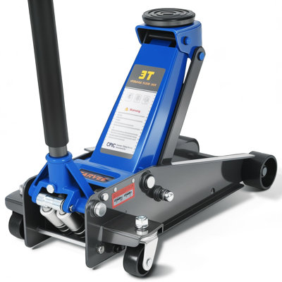 3 Ton (6,000 Lb) Low Profile Hydraulic Racing Floor Jack with Dual Piston Quick Lift Pump Heavy Duty Steel Lifting Range 5.0 to 13.4 Inch for Car SUV Truck Garage,24.8*14.2*5.0 Inch,Blue