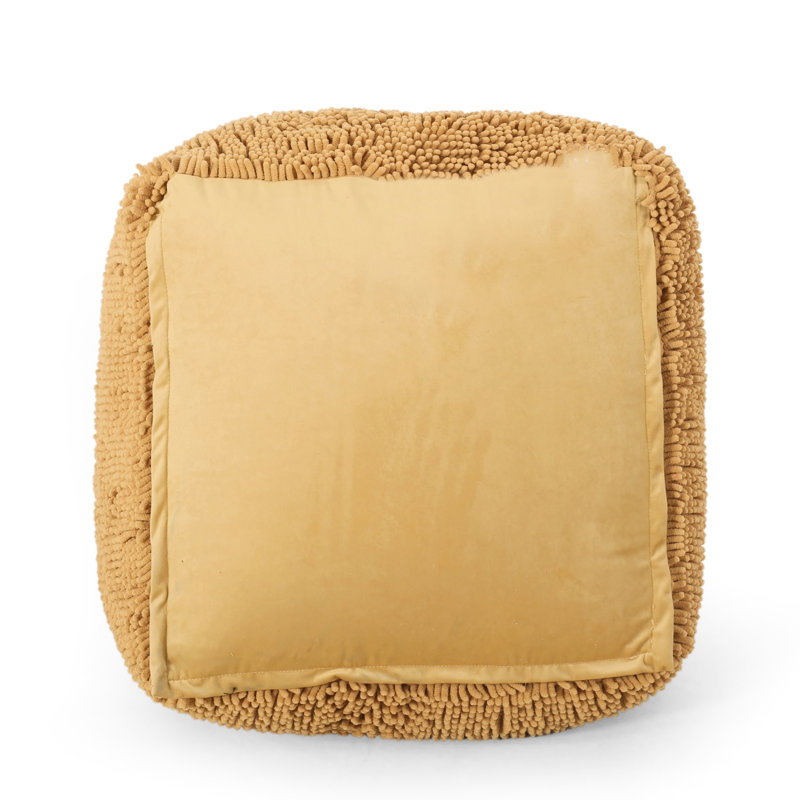 Pouf carré en microfibre Spongy, Jaune