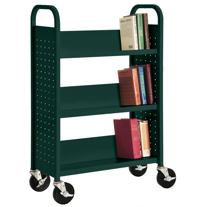 Fortress 46'' H x 32'' W Book Cart with Wheels, Dove Gray, 46.5"H x 32"W x 13"D