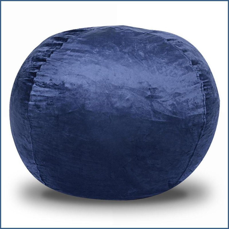 5ft Minky Velvet Bean Bag Chair for Kids &amp; Adults – Soft Lounge Chair | Navy | Velvet, Blue Velvet