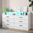 Vikky 6 Drawers Dresser with Power Outlet, Chest of Drawers with LED Light, Modern Dresser Organizer-1059263507