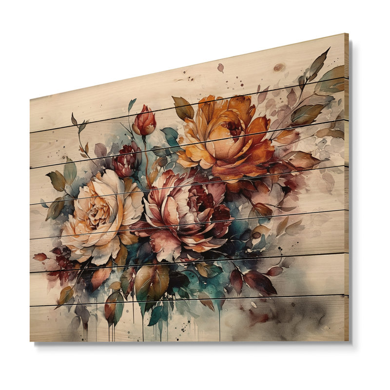 «Debro Blooming Vintage Flowers I» sur impression sur bois, H 10 po x l 20 po x P 0,78 po