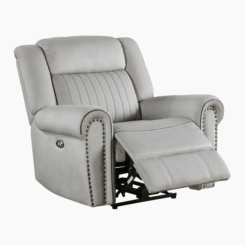 Fauteuil inclinable électrique en microfibre texturée 41 po Cappella, Électrique - Bouton-poussoir