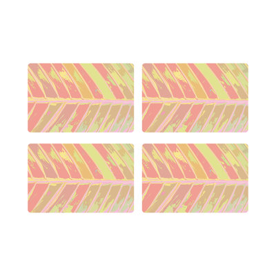 Tropical Leaf Vegan Leather Rectangle Pebble Placemat