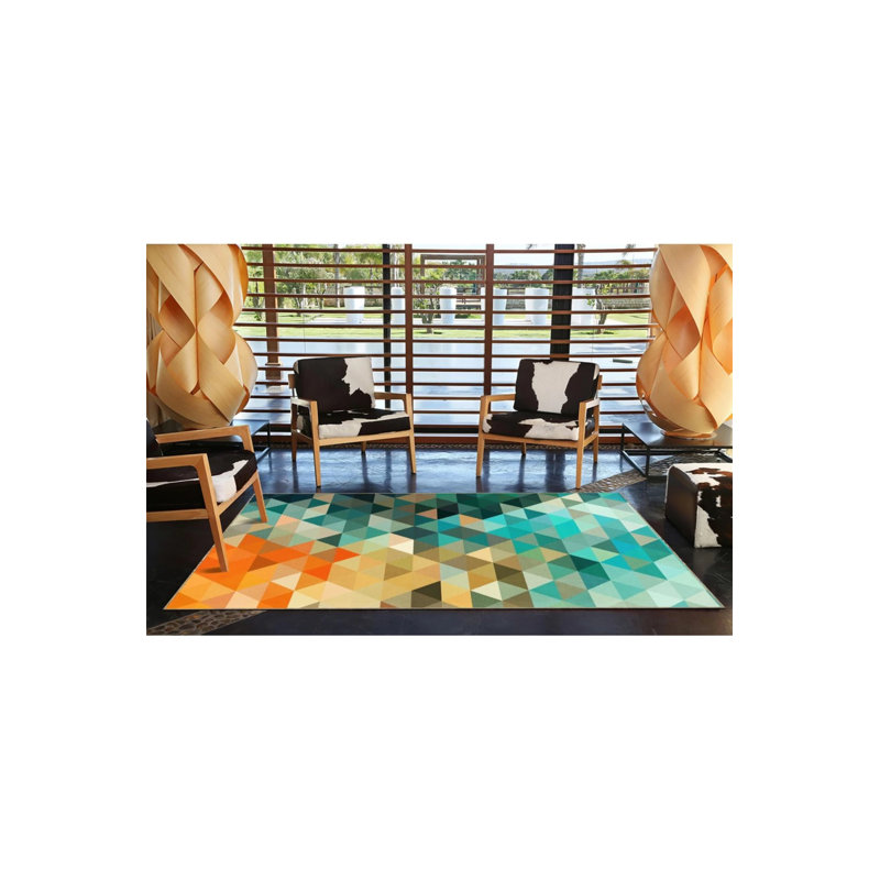 Tapis décoratif créatif moderne avec motif géométrique triangulaire en cristal, Rectangle 2 pi 4 po x 4 pi