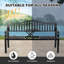 E-Coated Metal Frame Outdoor Bench with Backrest & Built-In Side Table