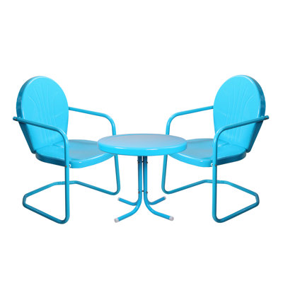 3-Piece Retro Metal Tulip Chairs and Side Table Outdoor Set