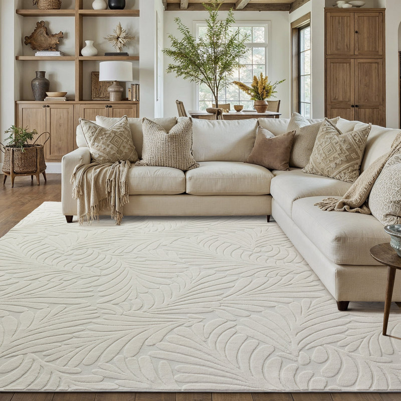 Tapis blanc GOVA, Rectangle 8 pi x 10 pi