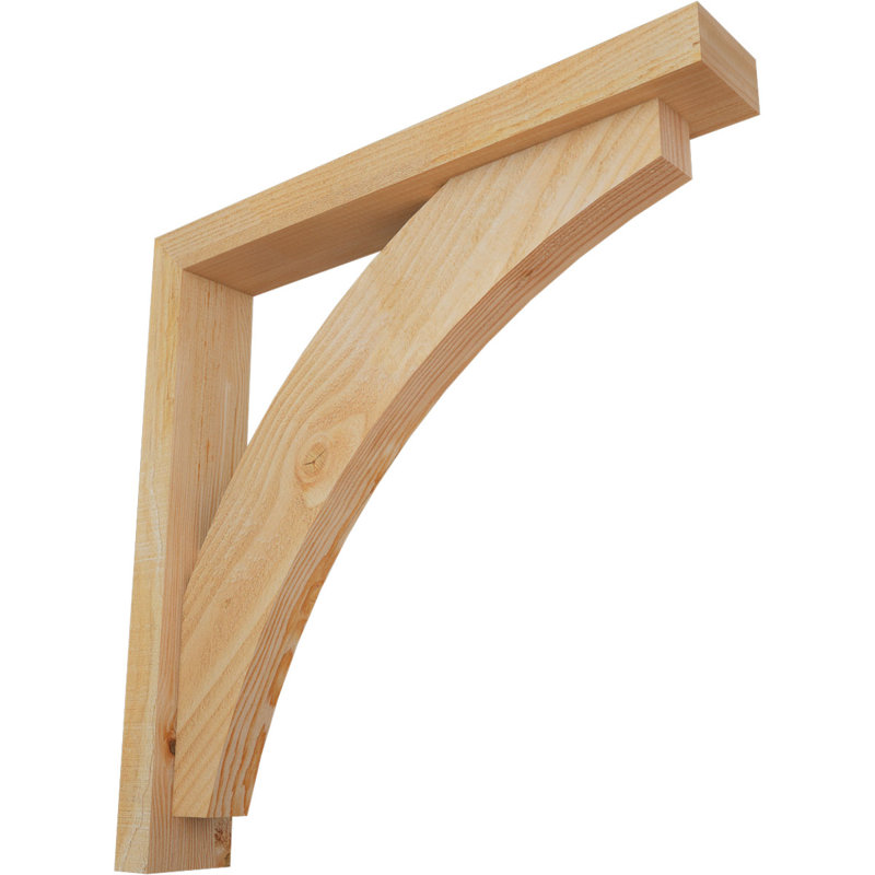 Thorton Block Bracket with Offset Brace, 26 x 26, 4"W Douglas Fir (Rough Sawn)