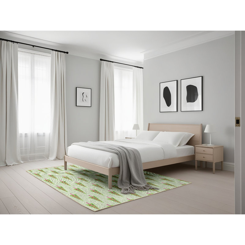 Tapis vert foncé/vert clair à motifs Rosalba, Rectangle 5 pi x 7 pi