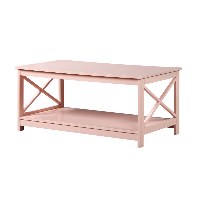 Darek 4 Legs Coffee Table with Storage, Blush Pink