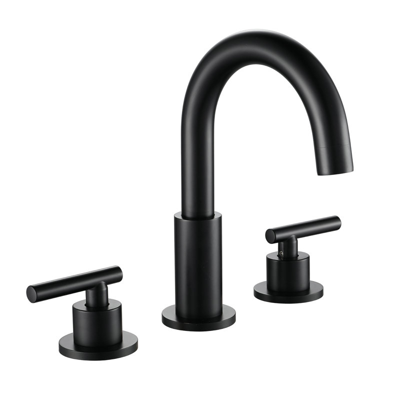 Robinet de salle de bain à large entraxe, Noir, 1.2