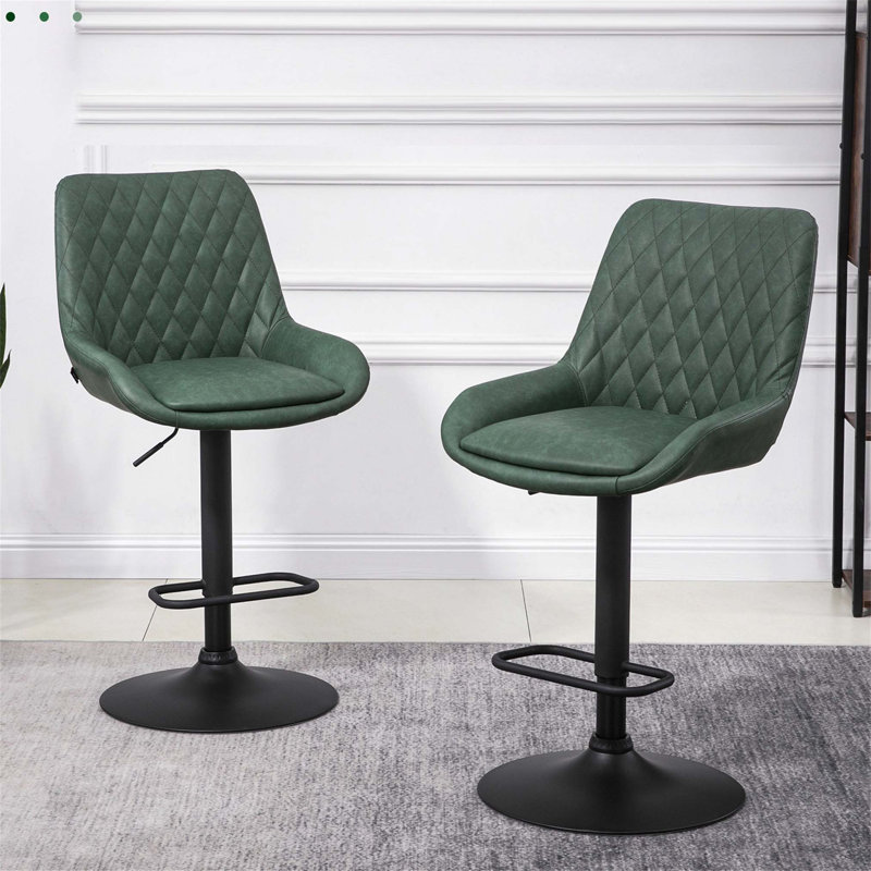 Bigvai Adjustable Height Counter Stool with Metal Frame, Green
