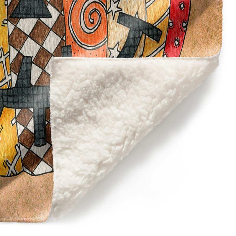 Couverture avec motif citrouille, 68 po x 80 po, Brun clair