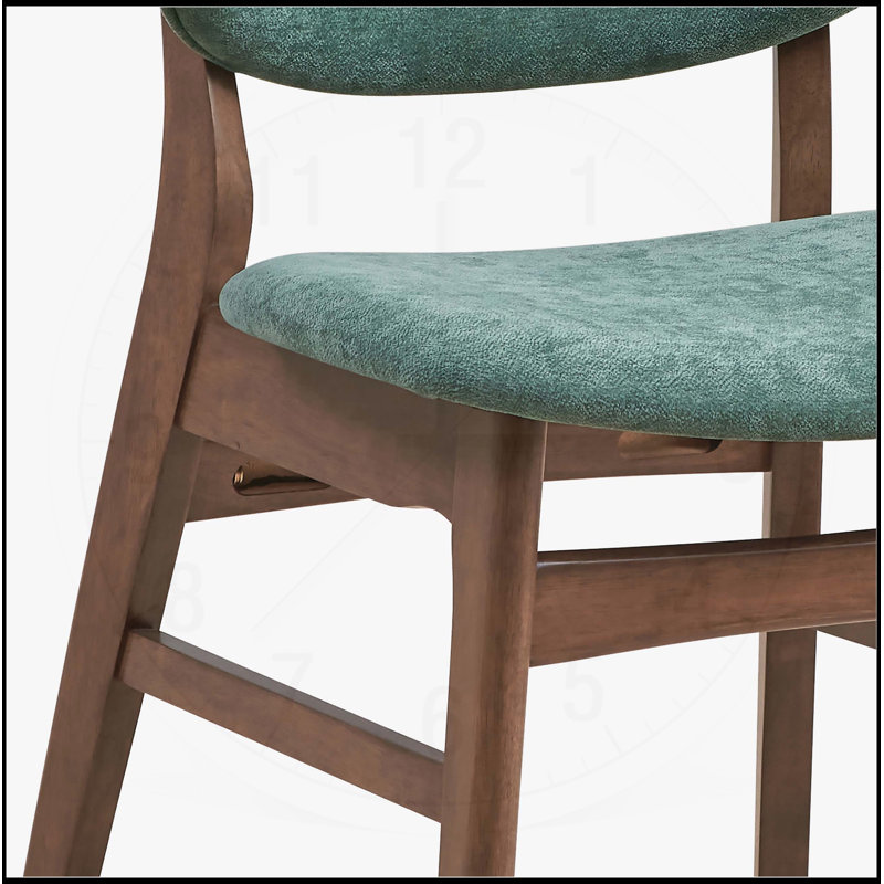 Ensemble de 2 chaises d'appoint élégantes en tissu vert Bevis et finition noyer, confortables et durables pour les repas modernes