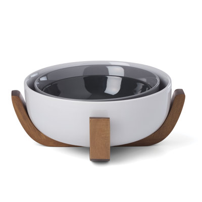  24 Seven Colors Nesting Bowls With Wood Stand, Pumice