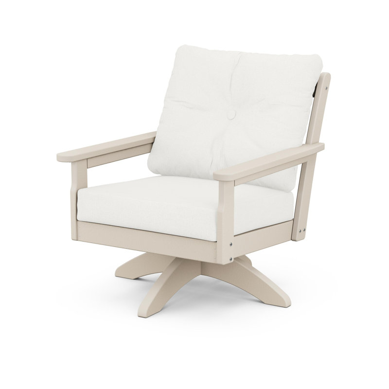 Chaise pivotante à assise profonde Lakeside Vineyard, Lin naturel, Sable