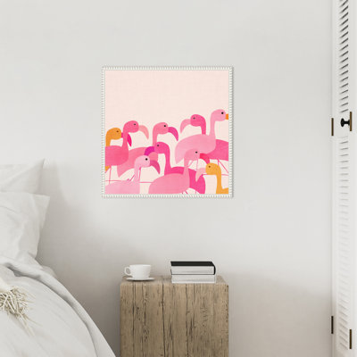 Flamingos by Iseral Framed Canvas Wall Art Print