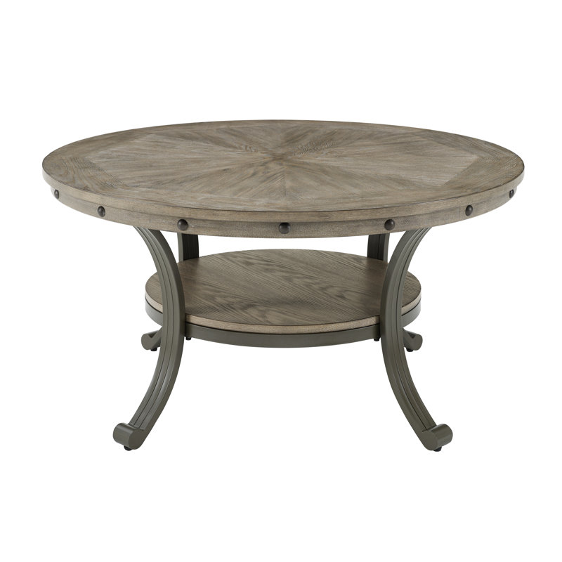 Roni Archstone Coffee Table, Gray Top/Pewter Base