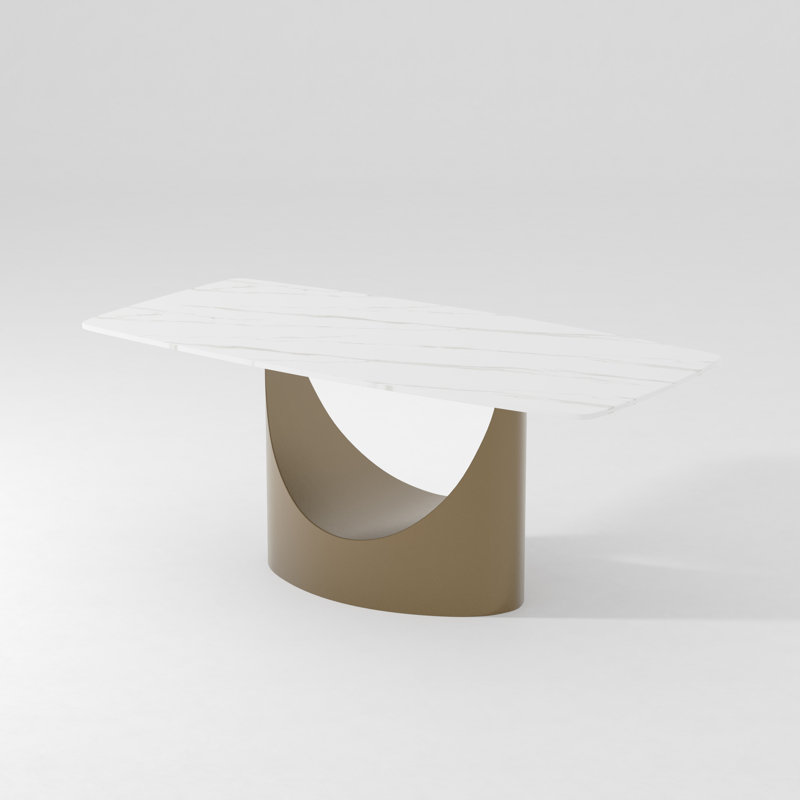 Table de salle à manger Diandra, Blanc, H 30,7 po x L 62,99 po x l 31,49 po, Bronze