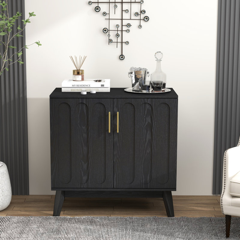 Chisholm Spacious Fluted Sideboard With Solid Wood Legs & Functional Storage - Kitchen Mid Century Modern Cabinet Ample Space Living Room