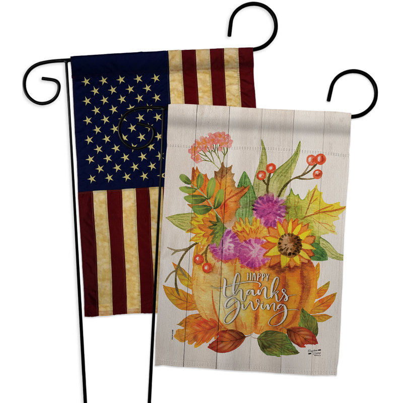 Drapeau de jardin 19 x 13 po en polyester Thanksgiving Bouquet